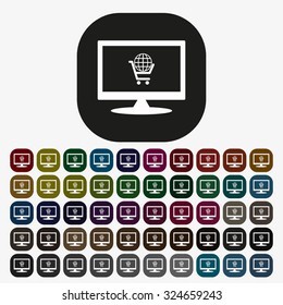 put in shopping cart, Globe. icon. vector design