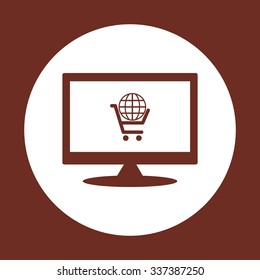 put in shopping cart, Globe. icon. vector design