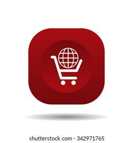 put in shopping cart, Globe. icon. vector design