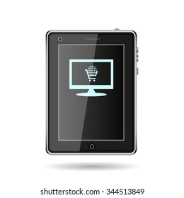 put in shopping cart, Globe. icon. vector design