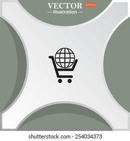 put in shopping cart, Globe, vector illustration, EPS 10