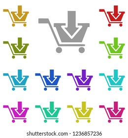 put in shopping cart icon in multi color. Simple glyph vector of web set for UI and UX, website or mobile application