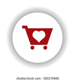 put in shopping cart icon, red isolated white background