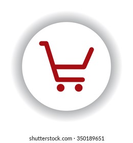 put in shopping cart icon, red isolated white background
