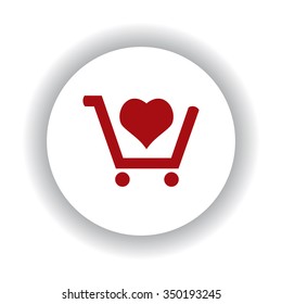 put in shopping cart Icon, red isolated white background