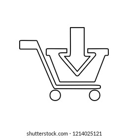 put in shopping cart icon. Simple outline vector of web, minimalistic set for UI and UX, website or mobile application