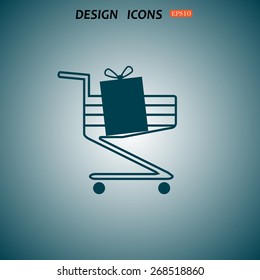 put in shopping cart. icon. vector design