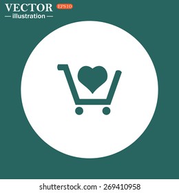 put in shopping cart. icon. vector design