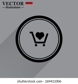 put in shopping cart. icon. vector design