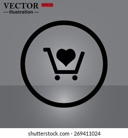put in shopping cart. icon. vector design