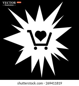 put in shopping cart. icon. vector design