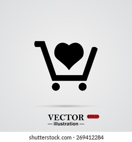 put in shopping cart. icon. vector design