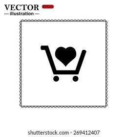 put in shopping cart. icon. vector design