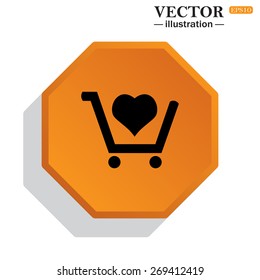put in shopping cart. icon. vector design