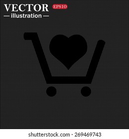 put in shopping cart. icon. vector design