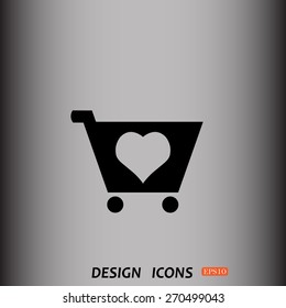put in shopping cart. icon. vector design