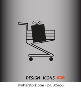 put in shopping cart. icon. vector design