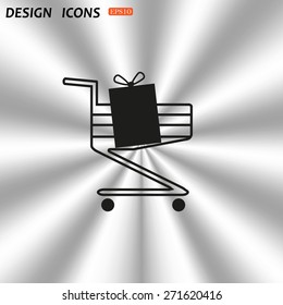 put in shopping cart. icon. vector design