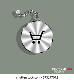 put in shopping cart. icon. vector design