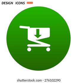 put in shopping cart. icon. vector design