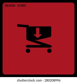 put in shopping cart. icon. vector design. Flat design style 