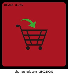 put in shopping cart. icon. vector design. Flat design style 