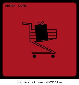 put in shopping cart. icon. vector design. Flat design style 