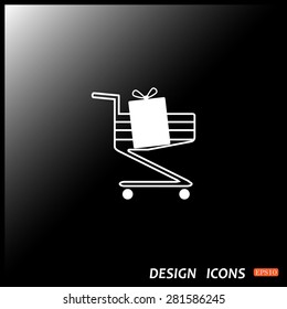 put in shopping cart. icon. vector design