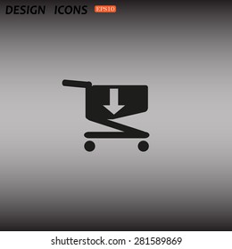 put in shopping cart. icon. vector design