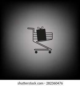 put in shopping cart. icon. vector design