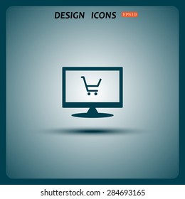 put in shopping cart. icon. vector design