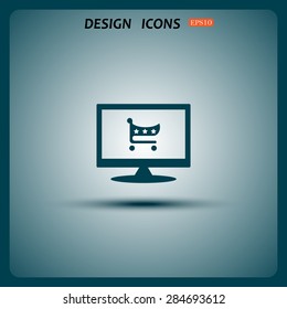 put in shopping cart. icon. vector design