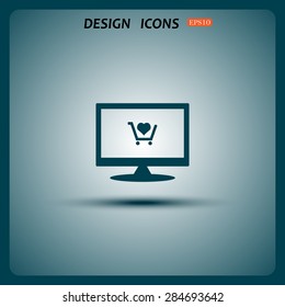 put in shopping cart. icon. vector design