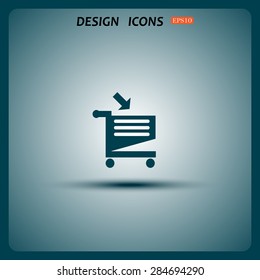 put in shopping cart. icon. vector design