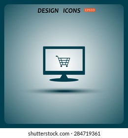 put in shopping cart. icon. vector design