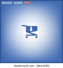 put in shopping cart. icon. vector. Flat design style.