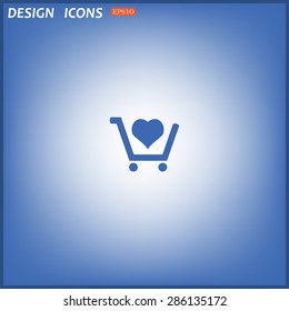 put in shopping cart. icon. vector design