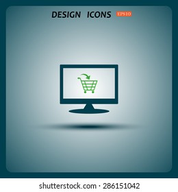 put in shopping cart. icon. vector design