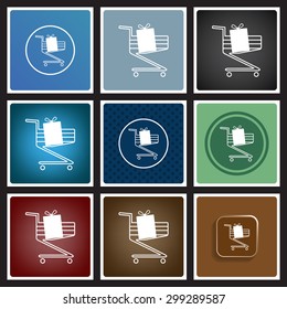 put in shopping cart. icon. vector design