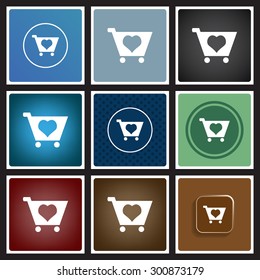put in shopping cart. icon. vector design