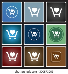 put in shopping cart. icon. vector design