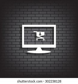 put in shopping cart. icon. vector design
