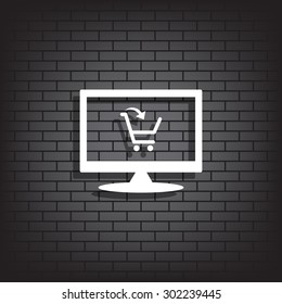 put in shopping cart. icon. vector design