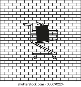 put in shopping cart. icon. vector design