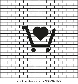 put in shopping cart. icon. vector design
