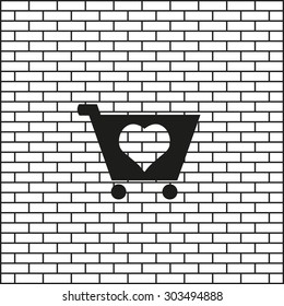 put in shopping cart. icon. vector design