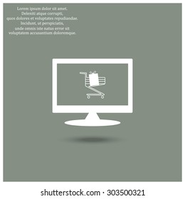 put in shopping cart. icon. vector design