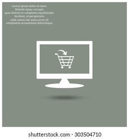 put in shopping cart. icon. vector design