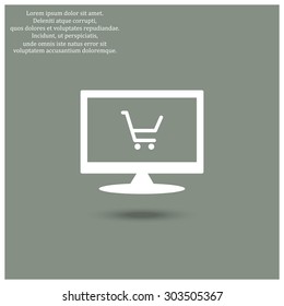 put in shopping cart. icon. vector design