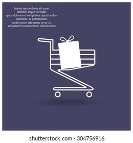 put in shopping cart. icon. vector design